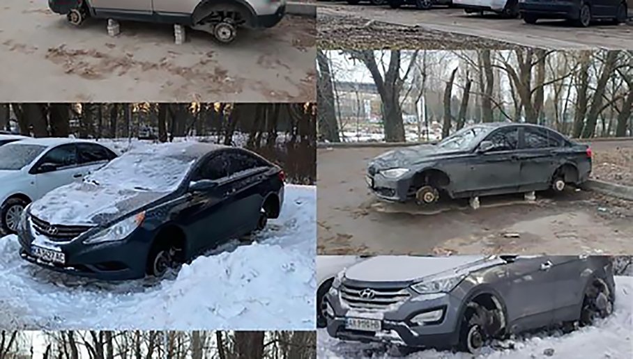 Ставят "на кирпичи": в Киеве неизвестные воруют колеса на автомобилях