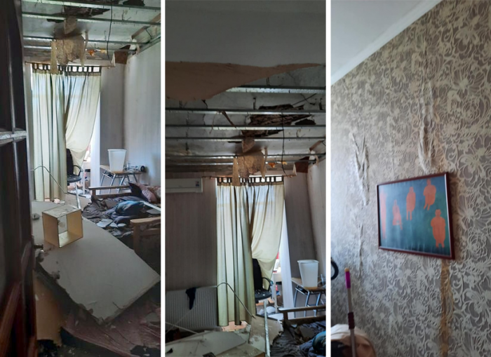 Ждут коммунальщиков: на Подоле люди живут в затопленной квартире с рухнувшим потолком фото