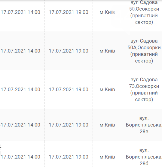 По каким адресам завтра в Киеве не будет света: график отключений на 17 июля