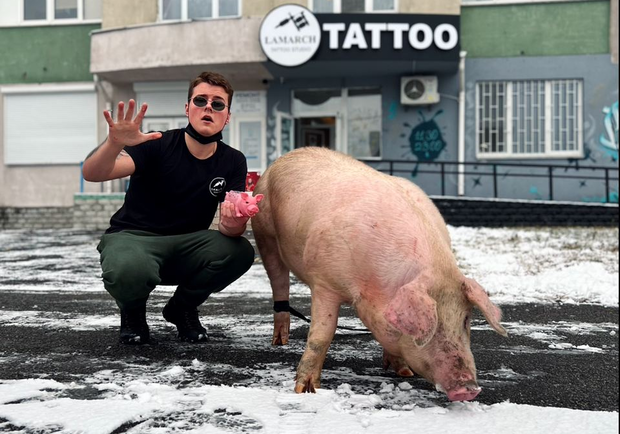 Владельцы тату-салона в Киеве рассказали, зачем им нужна была свинья. 
