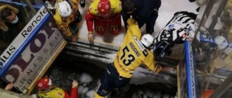 В Швейцарии хоккеисты провалились под лед во время матча (видео)