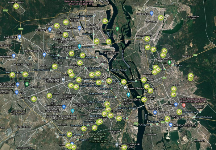 Интерактивная карта для высадки деревьев в Киеве.