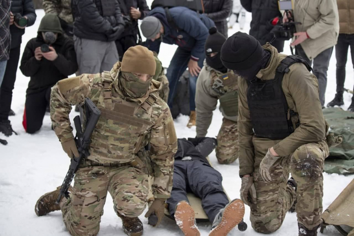 Военные учения по гражданской обороне в Киеве