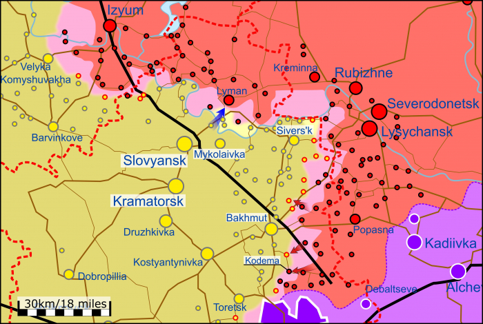 Карта боевых действий на Украине 10 сентября.