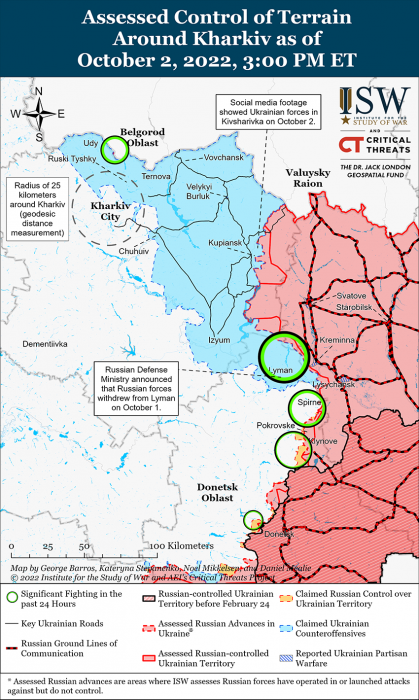 Карта боевых действий на Украине 3 октября