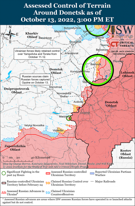 Карта боевых действий на Украине 14 октября