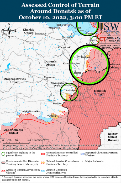 Карта боевых действий на Украине 11 октября