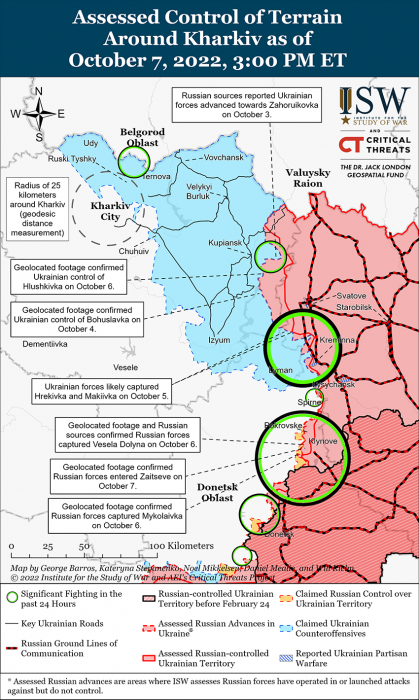 Карта боевых действий на Украине 8 октября