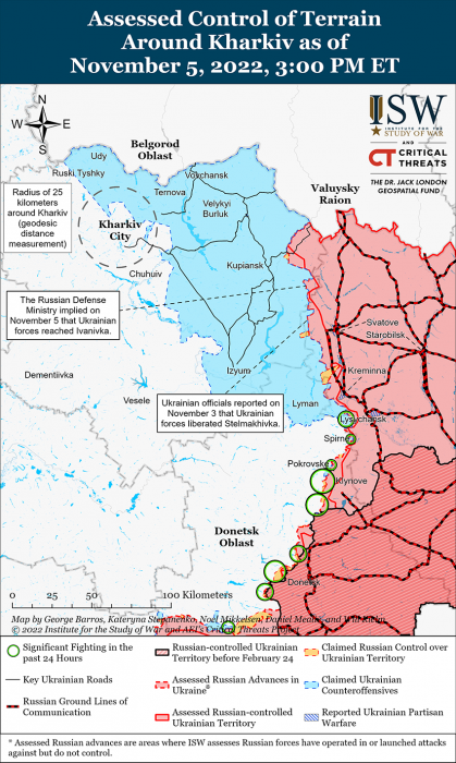 Карта боевых действий в Украине 6 ноября