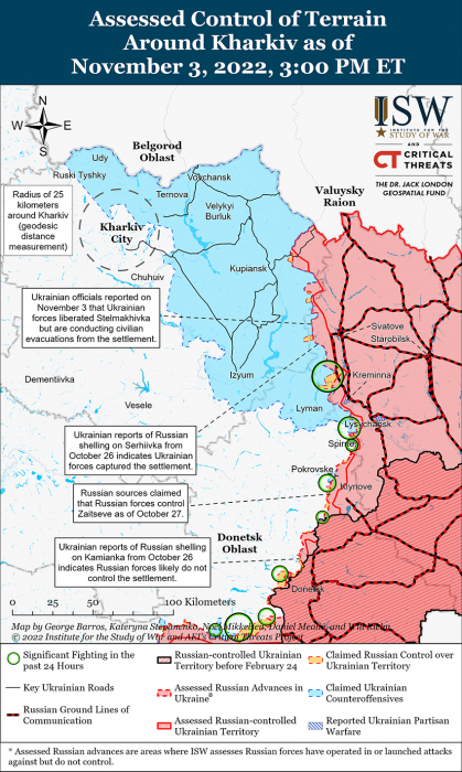 Карта боевых действий в Украине 4 ноября