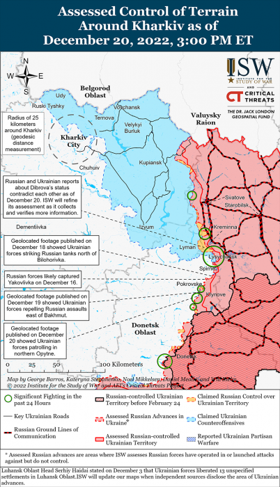 Карта боевых действий на Украине 21 декабря