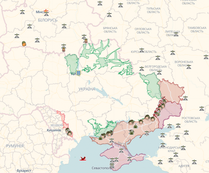 Карта боевых действий на Украине 2 января