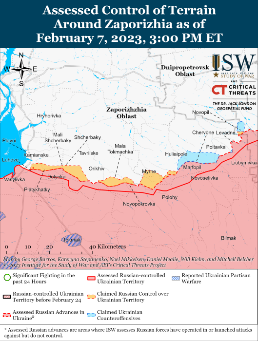 Карта боевых действий на Украине 8 февраля.