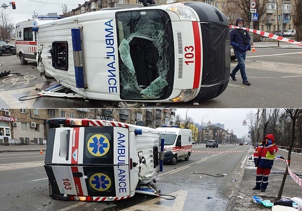 На левом берегу Киева перевернулась машина "скорой" с пациентом: детали ДТП. 