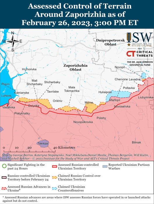 Карта боевых действий на Украине 27 февраля.