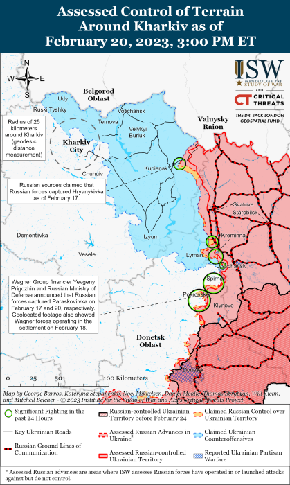 Карта боевых действий на Украине 21 февраля.