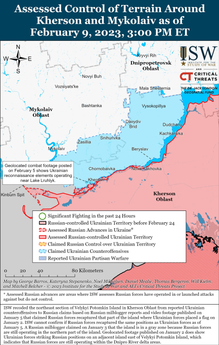 Карта боевых действий на Украине 10 февраля.