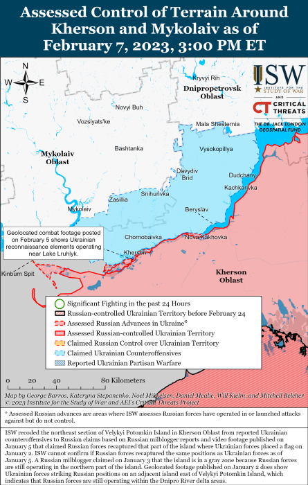 Карта боевых действий на Украине 8 февраля.