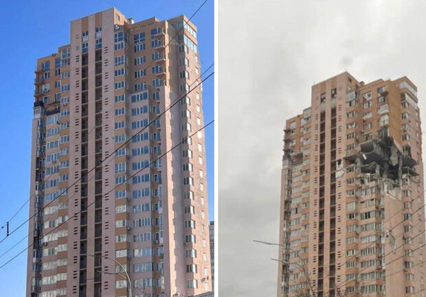 Вид многоэтажки сейчас (слева) и прошлой весной (справа). 
