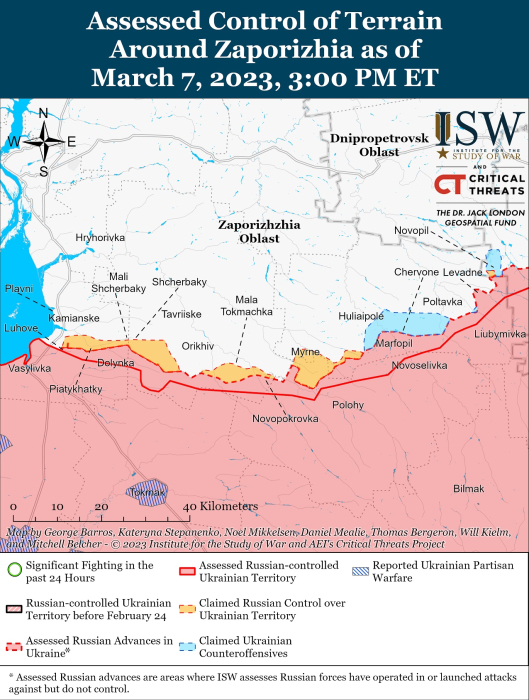 Карта боевых действий в Украине 8 марта.