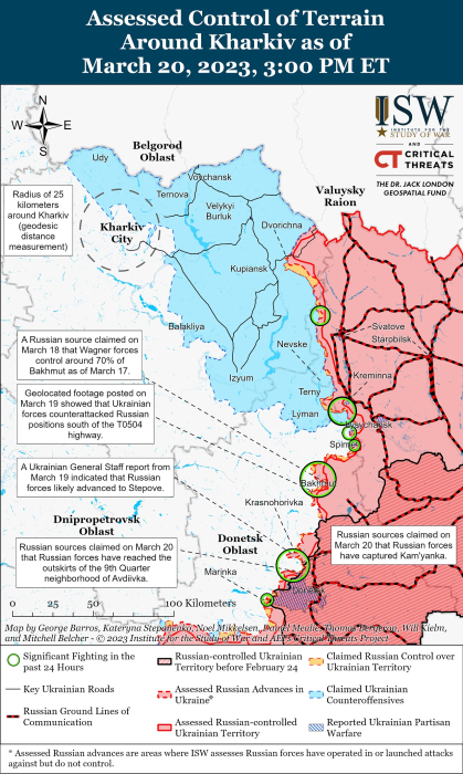 Карта боевых действий на Украине 21 марта.