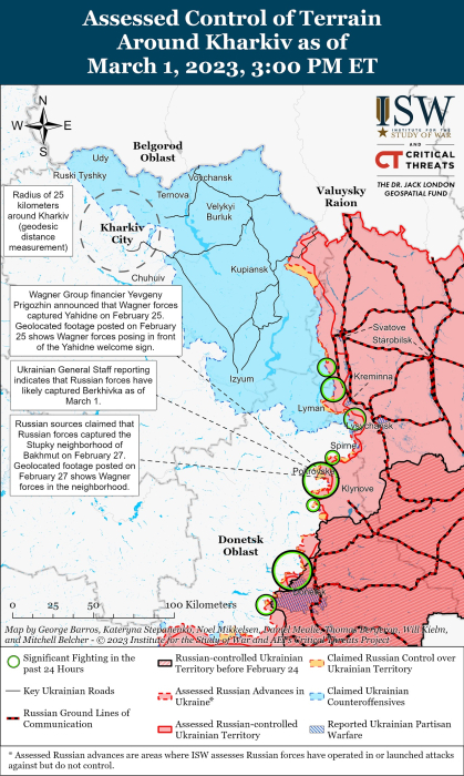 Карта боевых действий на Украине 2 марта.