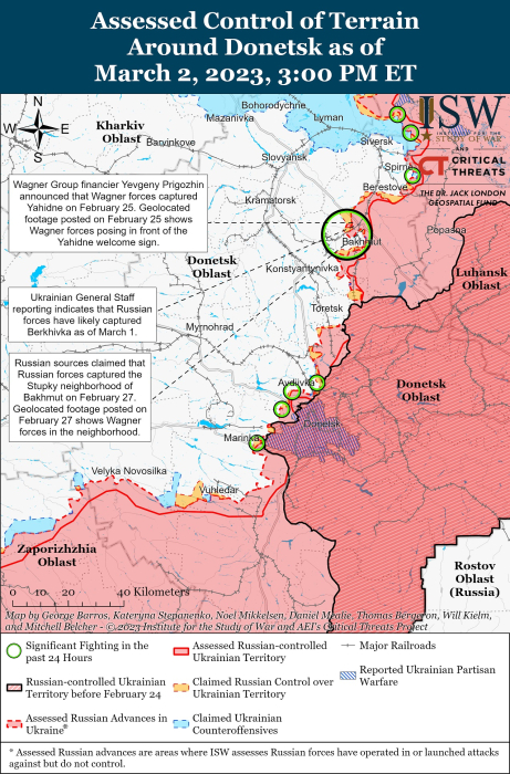 Карта боевых действий на Украине 3 марта.