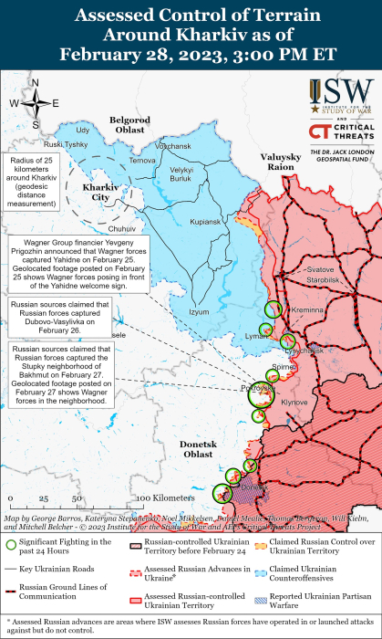 Карта боевых действий на Украине 1 марта.