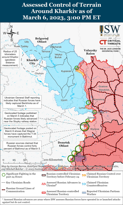 Карта боевых действий на Украине 7 марта.
