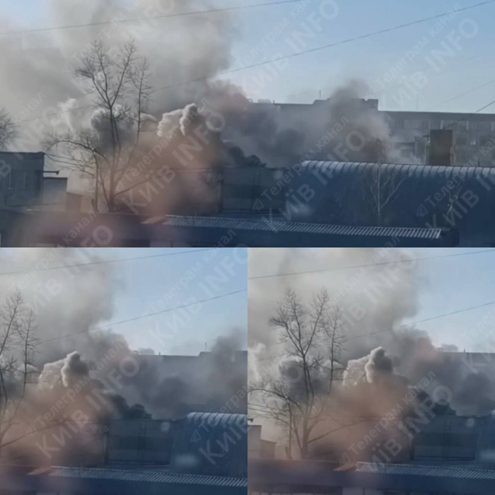Пожар в Киеве на проспекте Степана Бандеры.