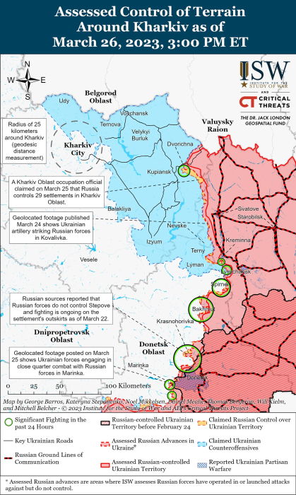 Карта боевых действий в Украине 27 марта.