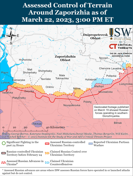 Карта боевых действий на Украине 23 марта.
