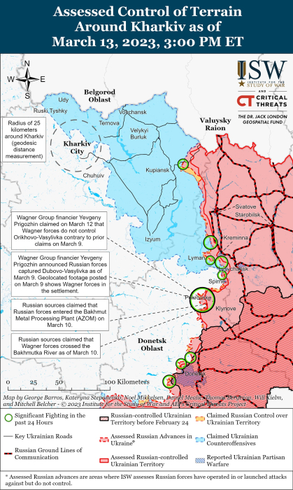 Карта боевых действий на Украине 14 марта.