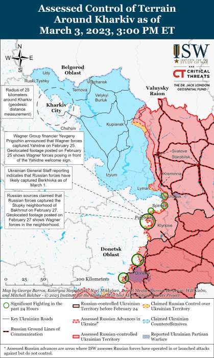 Карта боевых действий на Украине 4 марта.