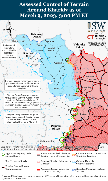 Карта боевых действий на Украине 10 марта.