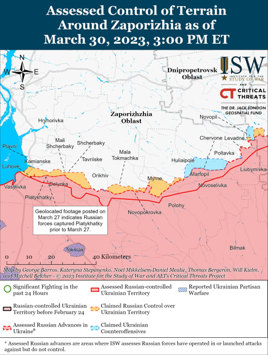 Карта боевых действий в Украине 31 марта.