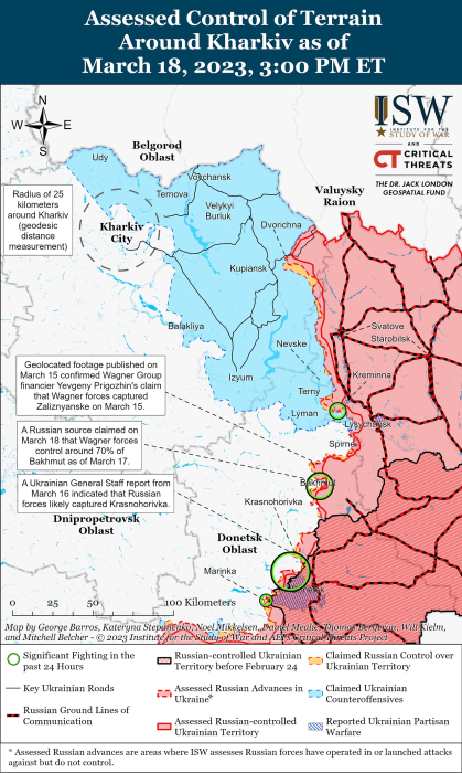 Карта боевых действий на Украине 19 марта.