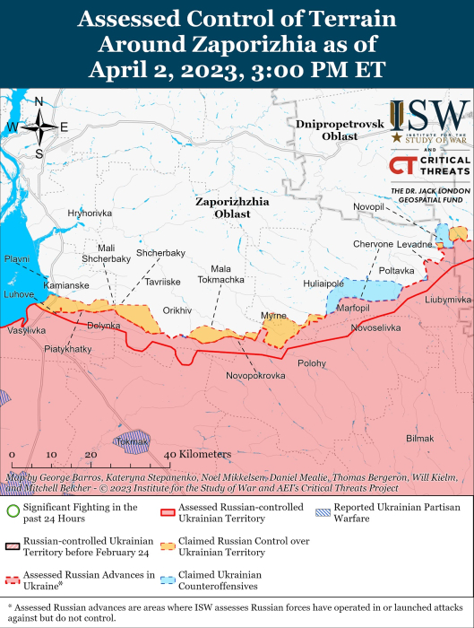 Карта боевых действий в Украине 3 апреля.