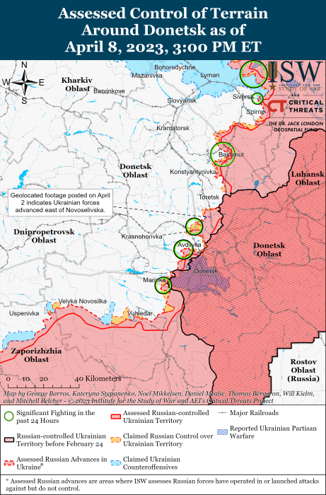 Карта боевых действий в Украине 9 апреля.