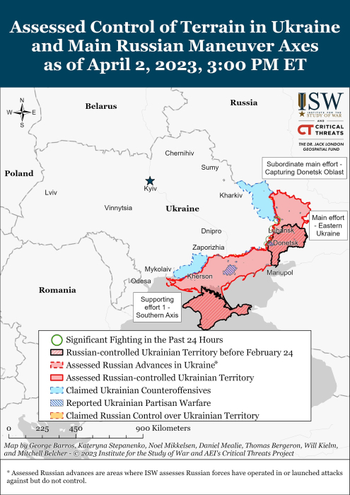 Карта боевых действий в Украине 3 апреля.
