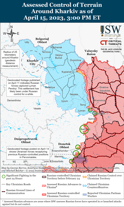 Карта боевых действий в Украине 16 апреля.