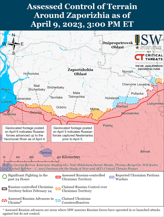 Карта боевых действий в Украине 10 апреля.