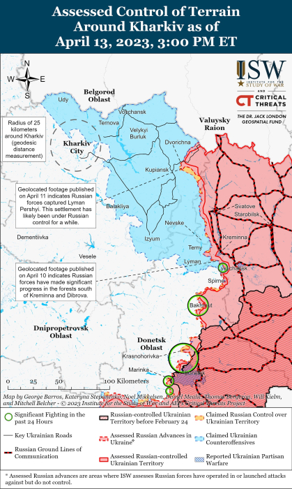 Мапа бойових дій в Україні 14 квітня.