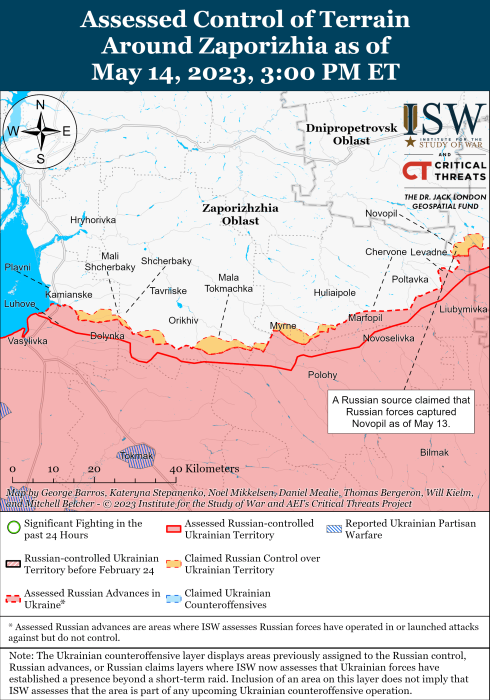 Карта боевых действий в Украине 15 мая.