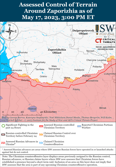 Карта боевых действий в Украине 18 мая.