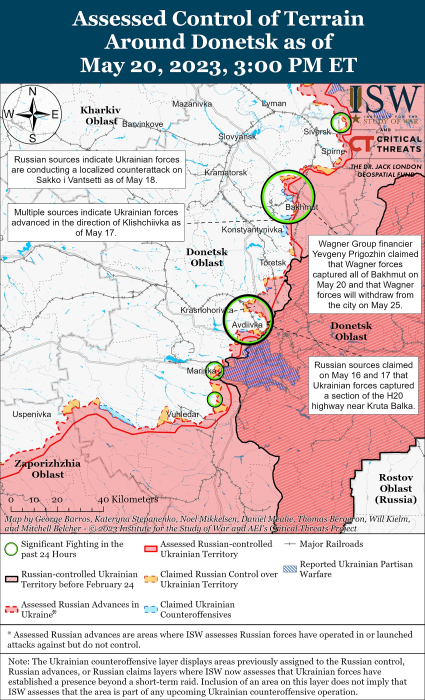 Карта боевых действий в Украине 21 мая.