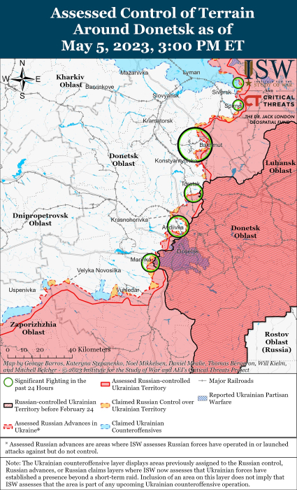 Карта боевых действий в Украине 6 мая.