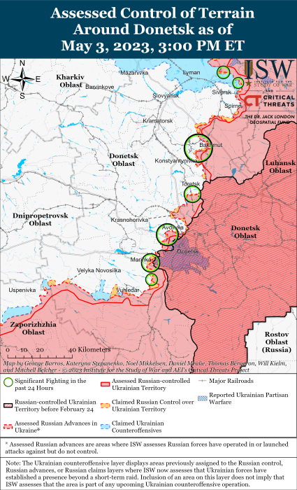 Карта боевых действий в Украине 4 мая.