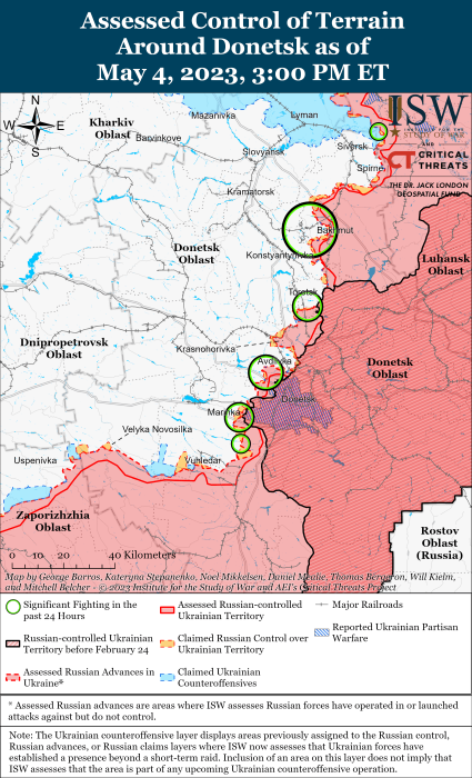 Карта боевых действий в Украине 5 мая.