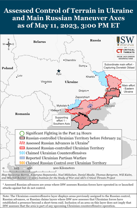 Карта боевых действий в Украине 12 мая.